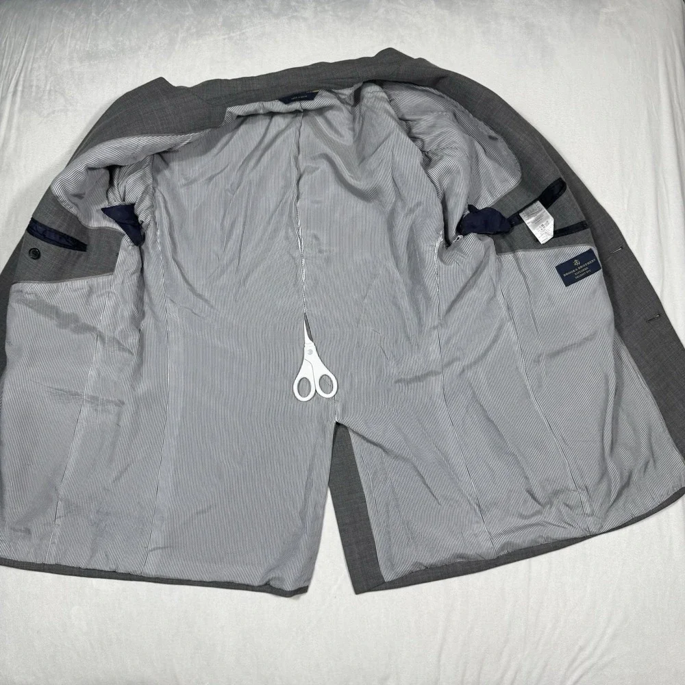 Brooks Brothers Explorer Regent Fit Blazer Mens 44L Gray 88%‎ Wool